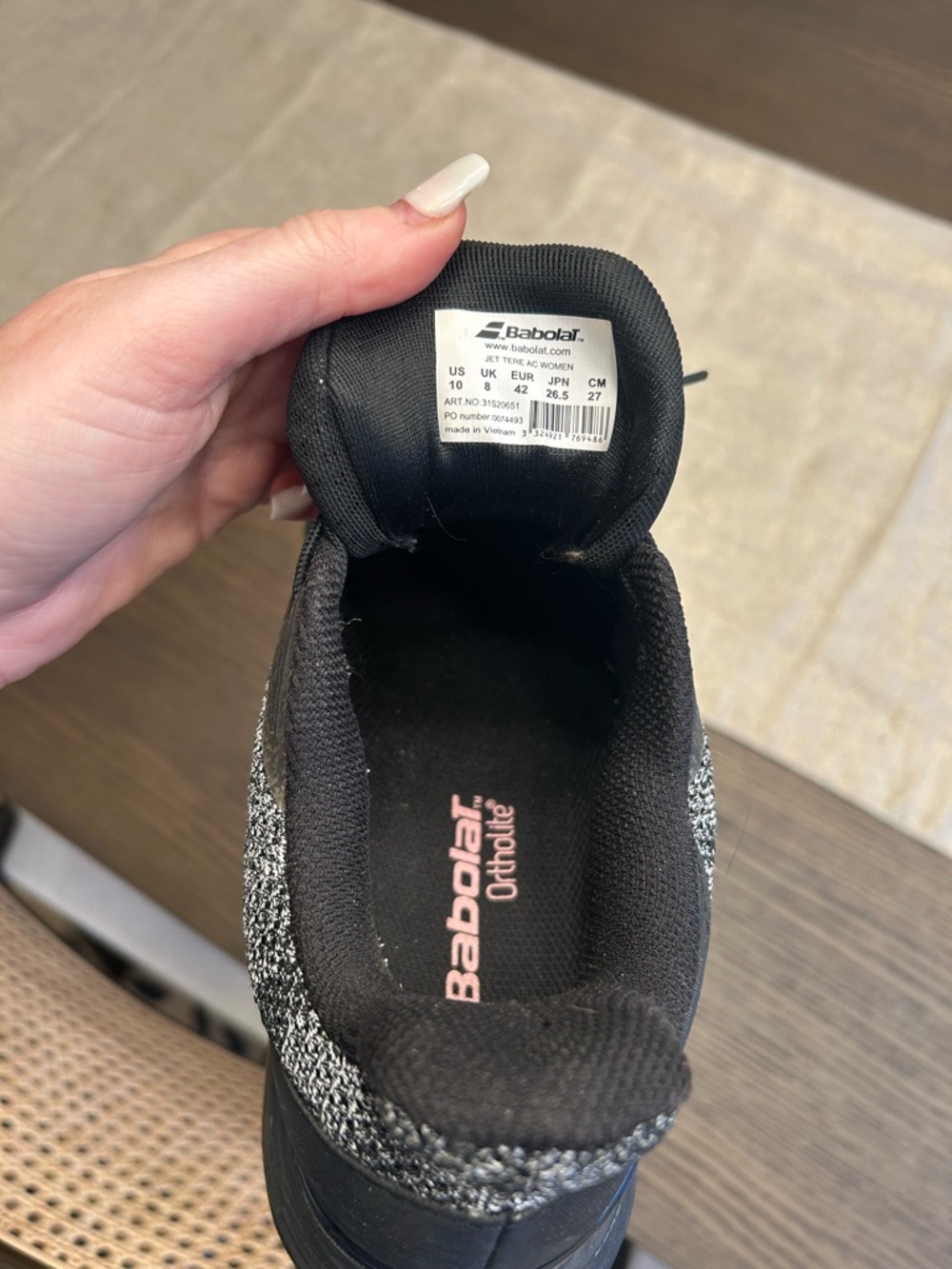 Babolat Ortholite Jet Tere AC Women 10 Black & Gray Tennis Shoes with Pink Logo - Picture 13 of 13